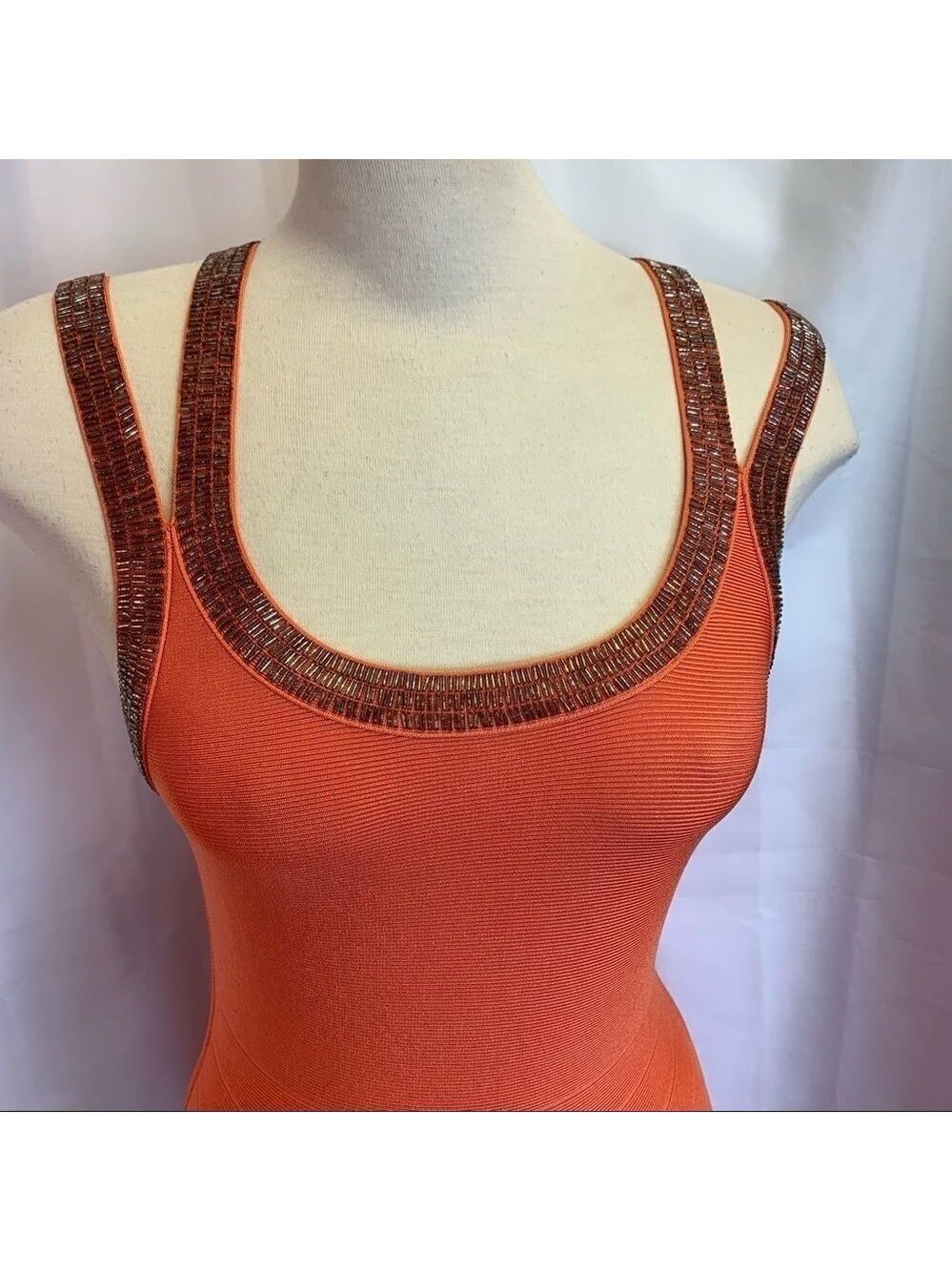 Marciano Coral Beaded Fit & Flare Bandage Dress - Picture 9 of 13